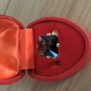 Smoky quartz 14k gold ring